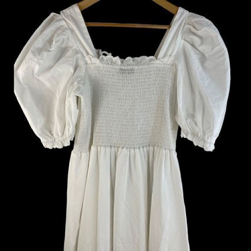 New Sister Jane Coastland Petal Midi Dress Puff Sleeve Tiered Ruffle S White - Picture 6 of 12